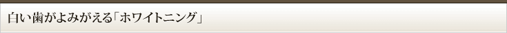 白い歯がよみがえる「ホワイトニング」